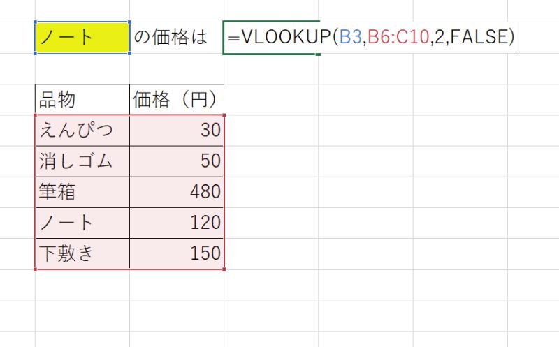 ExcelのVLOOKUP関数の構文